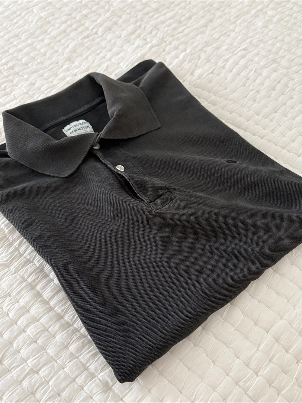 United Colors of Benetton Vintage Black Cotton Pique Polo Shirt